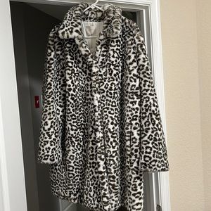 Loft coat with black and white cheetah print